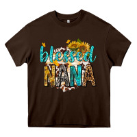 Chocolate Brown blessed nana with sunflowers Heavy Core Tee - texasbilliewilder