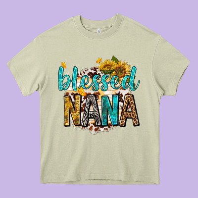 Blessed Nana With Sunflowers Heavy Core Tee Designed By Texasbilliewilder