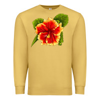 Antique Gold Hawaiian Hibiscus Flower Premium Sweatshirt - LillyAllenDesigns