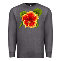 Charcoal Heather Hawaiian Hibiscus Flower Premium Sweatshirt - LillyAllenDesigns