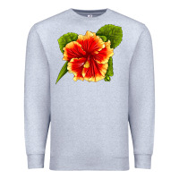 Heather Grey Hawaiian Hibiscus Flower Premium Sweatshirt - LillyAllenDesigns