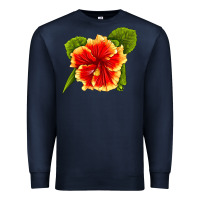 Navy Hawaiian Hibiscus Flower Premium Sweatshirt - LillyAllenDesigns