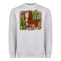 Heather Grey Hereford cactus sunflower Heavyweight Sweatshirt - JahusDesignShop