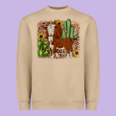 Hereford Cactus Sunflower Heavyweight Sweatshirt Designed By Jahusdesignshop