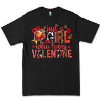 Black just a girl who loves valentine Premium Tee - texasbilliewilder