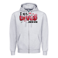 Heather Grey i am loved john 3 16 Zipper Hoodie - MaliasSmallBusiness