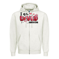 Oatmeal Heather i am loved john 3 16 Zipper Hoodie - MaliasSmallBusiness
