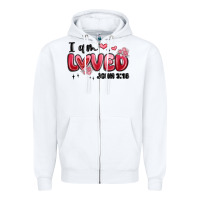 White i am loved john 3 16 Zipper Hoodie - MaliasSmallBusiness