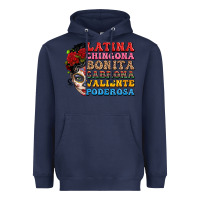 Navy mexican sugar skull latina chingona bonita Heavyweight Hoodie - LillyAllenDesigns