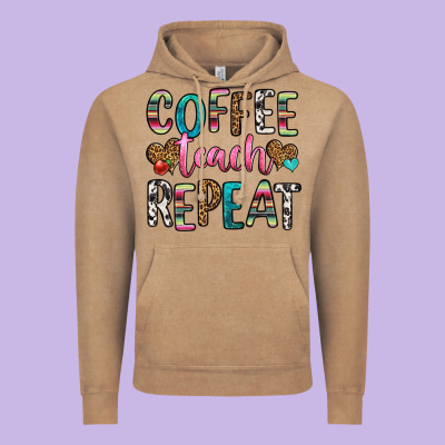 Coffee Teach Repeat Vintage Hoodie Designed By Hra Design Shop