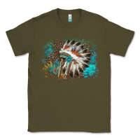 Army Green indian headress sunflower leopard Classic Tee - AdoDesignShop