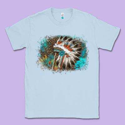Indian Headress Sunflower Leopard Classic Tee Designed By Adodesignshop