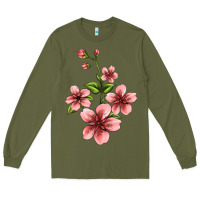 Army Green pink flowers hibiscus Long Sleeve Tee - Jasminsmagicworld