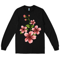 Black pink flowers hibiscus Long Sleeve Tee - Jasminsmagicworld