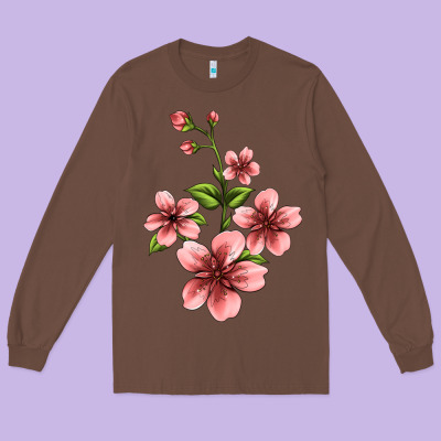 Pink Flowers Hibiscus Long Sleeve Tee Designed By Jasminsmagicworld