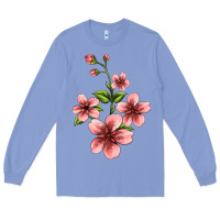 Colony Blue pink flowers hibiscus Long Sleeve Tee - Jasminsmagicworld