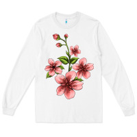 White pink flowers hibiscus Long Sleeve Tee - Jasminsmagicworld