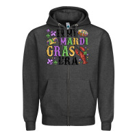 Charcoal Heather in my mardi gras era Zipper Hoodie - MaliasSmallBusiness