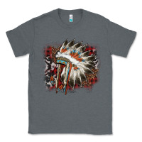 Charcoal Heather İndian Headress Cowhide Classic Tee - AdoDesignShop
