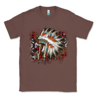 Chestnut İndian Headress Cowhide Classic Tee - AdoDesignShop