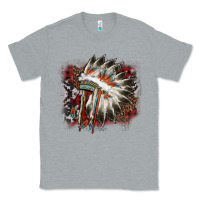 Heather Grey İndian Headress Cowhide Classic Tee - AdoDesignShop