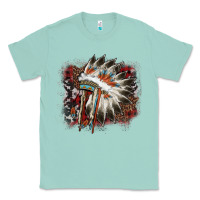 Seafoam İndian Headress Cowhide Classic Tee - AdoDesignShop