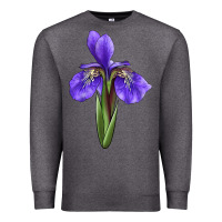 Charcoal Heather Iris Flower Premium Sweatshirt - LillyAllenDesigns