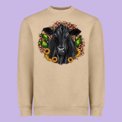 Black Angus Cactus Sunflower Heavyweight Sweatshirt Designed By Jahusdesignshop