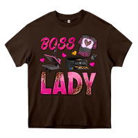 Chocolate Brown boss lady Heavy Core Tee - texasbilliewilder