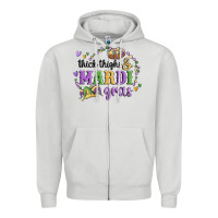 Dove Grey thick thighs mardi gras Zipper Hoodie - MaliasSmallBusiness