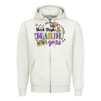 Oatmeal Heather thick thighs mardi gras Zipper Hoodie - MaliasSmallBusiness