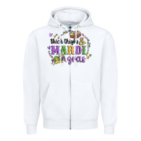 White thick thighs mardi gras Zipper Hoodie - MaliasSmallBusiness
