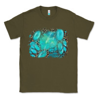 Army Green turquoise leopard background Classic Tee - AdoDesignShop