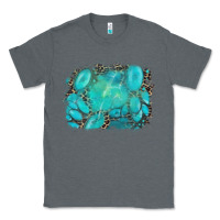 Charcoal Heather turquoise leopard background Classic Tee - AdoDesignShop