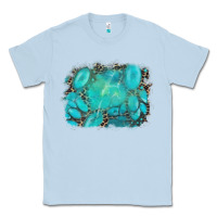 Dusty Blue turquoise leopard background Classic Tee - AdoDesignShop