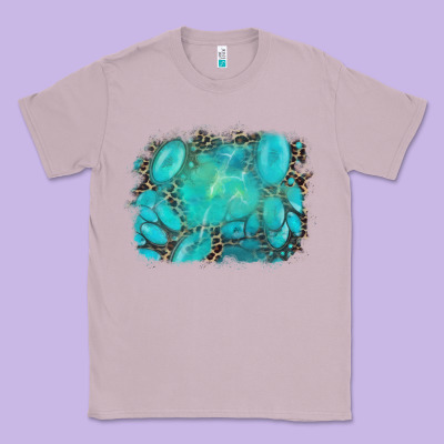 Turquoise Leopard Background Classic Tee Designed By Adodesignshop