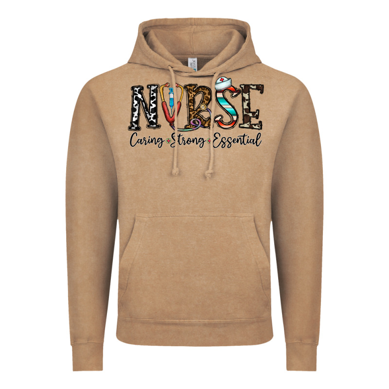 Nurse Caring Strong Essential Vintage Hoodie by CowhideDigitalArt | Teevron