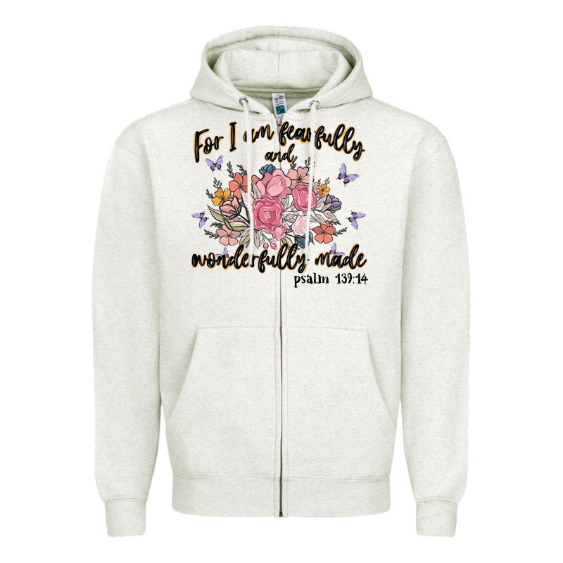 For I Am Fearfully And Wonderfully Made Zipper Hoodie by MaliasSmallBusiness | Teevron