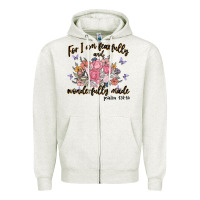Oatmeal Heather for i am fearfully and wonderfully made Zipper Hoodie - MaliasSmallBusiness