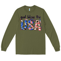 Army Green god bless the usa Long Sleeve Tee - NancyCooperArtShop