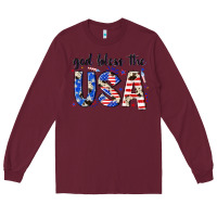 Burgundy god bless the usa Long Sleeve Tee - NancyCooperArtShop