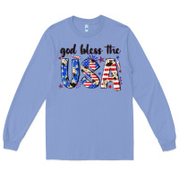 Colony Blue god bless the usa Long Sleeve Tee - NancyCooperArtShop