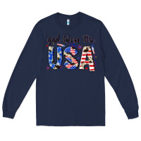 Navy god bless the usa Long Sleeve Tee - NancyCooperArtShop