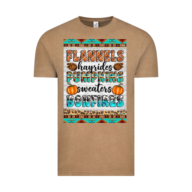 Flannels Hayrides Pumpkins Sweaters Bonfires Vintage Tee by Artiststas | Teevron