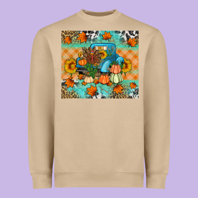 Thanksgiving Truck With Turkey Heavyweight Sweatshirt Designed By Artiststas
