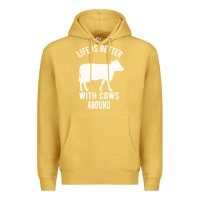 Antique Gold Life Is Better With Cows Around Premium Hoodie - Bettercallsaul