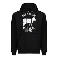 Black Life Is Better With Cows Around Premium Hoodie - Bettercallsaul