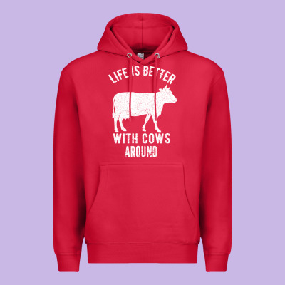 Life Is Better With Cows Around Premium Hoodie Designed By Bettercallsaul