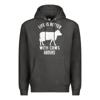 Charcoal Heather Life Is Better With Cows Around Premium Hoodie - Bettercallsaul