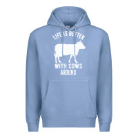 Colony Blue Life Is Better With Cows Around Premium Hoodie - Bettercallsaul